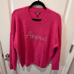 Vince Camuto Pink Amour Crew Neck Sweater